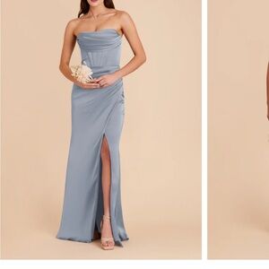 Birdy Grey Dusty Blue Carrie Matte Satin Dress in Medium